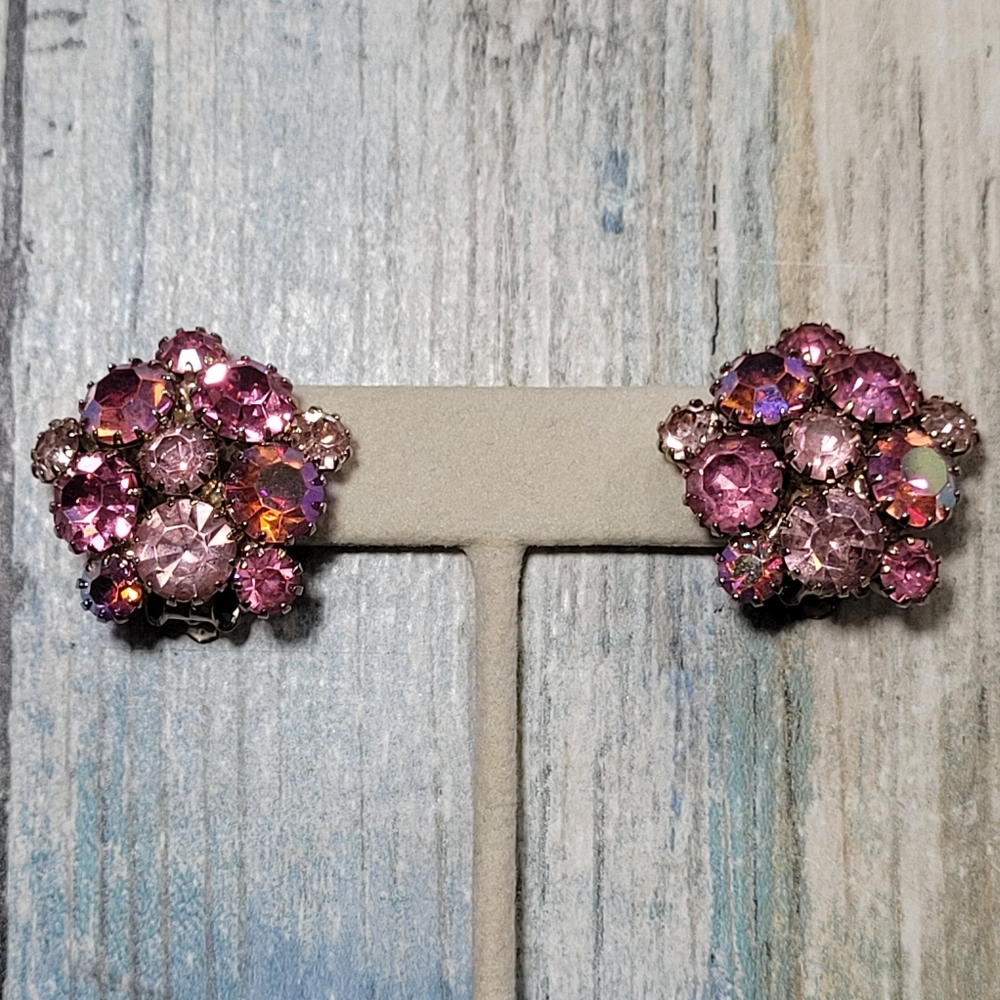 Vintage Pink Clip-On Earrings.
